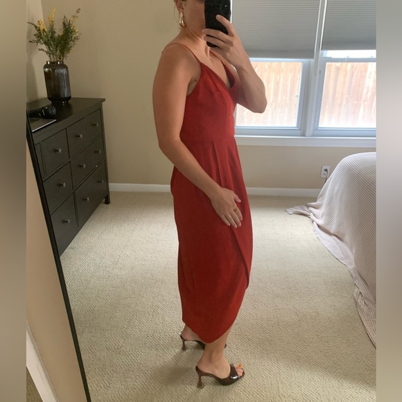 Lulus Rust Red Midi Dress - Picture 3 of 8